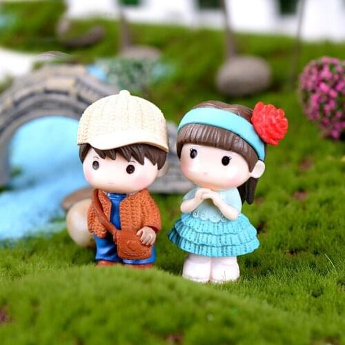 4PCS Resin Fairy Garden Couples Figurines Wedding Valentines Day Miniature Lovers Micro Landscape Crafts Gifts for Home Decor