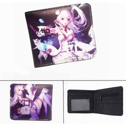 Anime Re:Life in a different world from zero Wallet Coin Pocket PU Short Bifold Photo Card Holder Layers Women Cartoon Purses