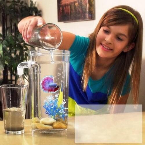 AsyPets Self Cleaning Plastic Fish Tank Desktop Aquarium Betta Fishbowl for Office Home Decor-25 Aquarium decoration combination