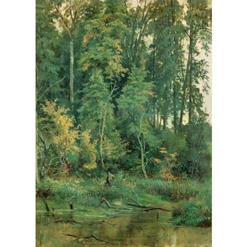 Free shipping Russian painter Shishkin green forest landscape oil painting canvas painting on canvas wall art decoration picture