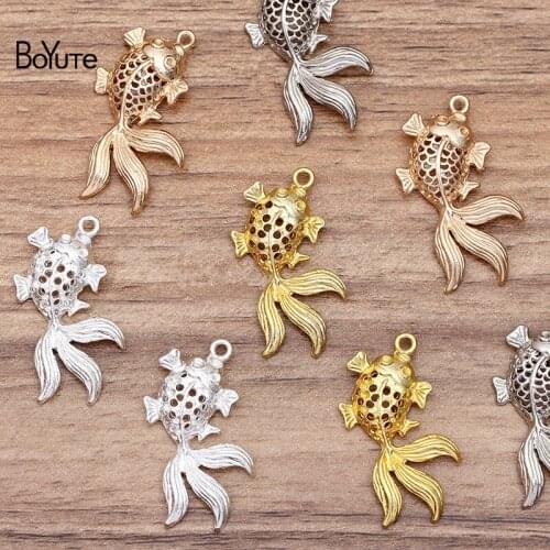 BoYuTe Factory Wholesale (50 Pieces/Lot) Metal Alloy 33*18MM Hollow Out Fish Pendant Charms DIY Jewelry Accessories