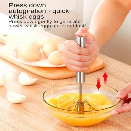 Household 304 stainless steel semi-automatic whisk, mini manual whisk, egg whisk, manual push-type rotary whisk, kitchen tool