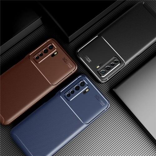 Carbon Fiber Case For Huawei P40 Lite 5G Cover Soft Protective Housings Phone Bumper For Huawei P40 Lite Case Funda Etui