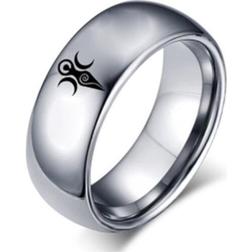 Black Mens ring Stainless Steel Wicca Triple Moon Goddess Crescent Moon Titanium Ring Wiccan Women Rings Couple Gifts