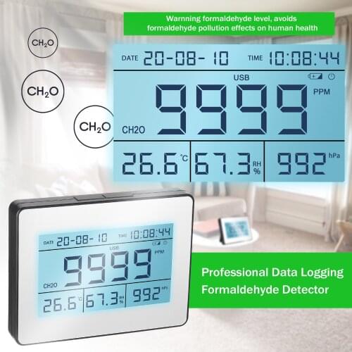 LCD Data Logging Formaldehyde Detector with Formaldehyde Concentration Air Temperature Humidity Barometric Pressure Detection