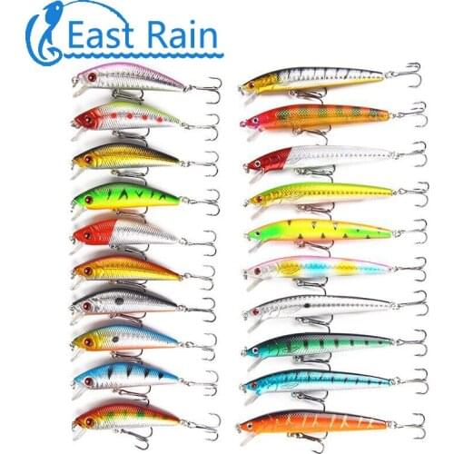 East Rain 20pcs/lot 2 Models Minnow Popper Fishing Lures Swimbaits Bass Walleye carp Fishing Fly Fishing Lure Free shipping