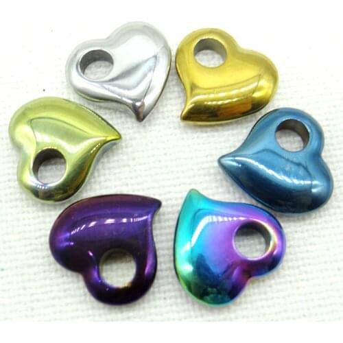 FashionTitanium Hematite Heart-shaped Gem Charms pendant for Diy jewelry making necklace Accessories 1pcs