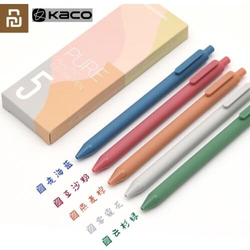 Youpin 5PCS/Pack KACOGREEN Morandise Gel Pen Retro Colors Sign Pen Color Ink Macaron Black Ink 0.5MM Pen For School Office
