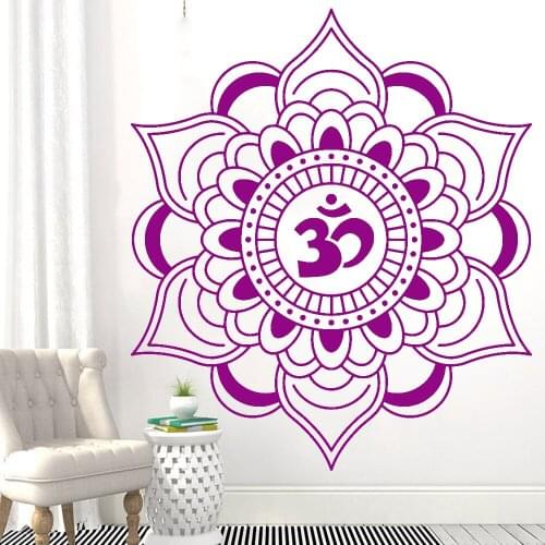 Hinduism Wall Decal Mandala Lotus Talisman Buddhism Vinyl Wall Stickers Nursery Children Bedroom Door Wall Home Decoration Z604