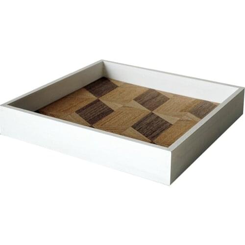 Square Wood Tray Table Storage Plate for Makeup Perfume Home Decoration Cake Stands Food Saucer