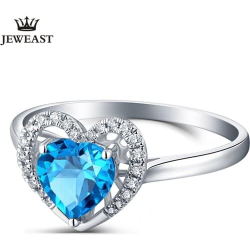 MAQ Natural topaz 18K Pure Gold 2020 New Hot Selling Top Ring Women Heart Shape Ring For Ladies Woman Genuine Jewelry