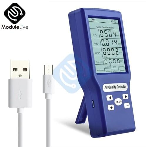 Mini Carbon Dioxide Detector Gas Analyzer Air Quality Monitor Digital CO2 Sensor PPM Meters USB Detector TVOC HCHO PM2.5 Meter