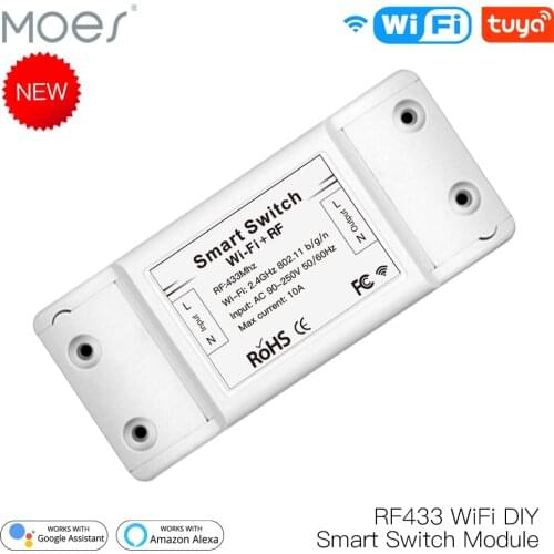 RF433 WiFi DIY Smart Switch Module RF433 Remote Control for Smart Automation Smart Life/Tuya Work with Alexa and Google Home