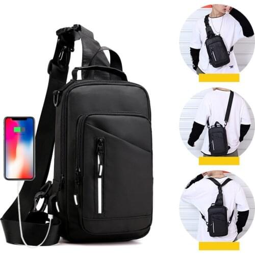 Male Shoulder Bags USB Charging Crossbody Bags Men Chest Bag Small Short Trip Messengers Bag 2021 New