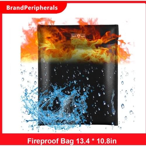Fireproof Document Bag 13.4 * 10.8in Fireproof and Waterproof Money Bag Holder Durable Safe Storage Pouch with Zipper Closure