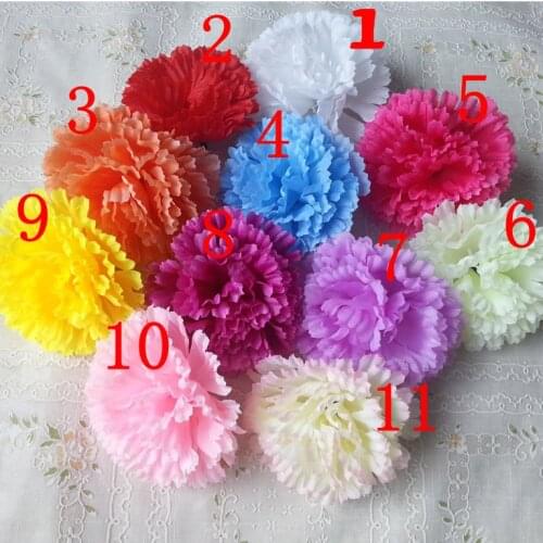 Wholesale - 50pcs/lots High Quality 9CM Silk Carnation Head Artificial Flower for Wedding Christmas Party Home DIY Decoration