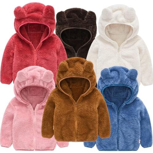 Autumn Baby Boys Hooded Jackets For Kids Clothes Girls Cartoon Plush Coats Jackets Casual Toddler Girl Zipper Jacket Outerwear