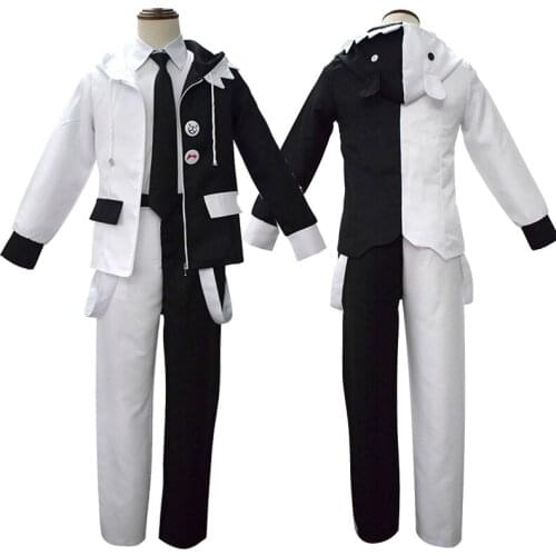 Anime Danganronpa Monokuma Cosplay Costumes Dangan-Ronpa Jackets Skirt Synthetic Wigs For Women Girls Boys Party Uniform Clothes