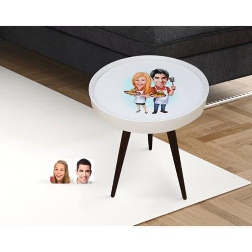Personalizeds Cook Couple Caricature Of Wood Zigon Coffee table
