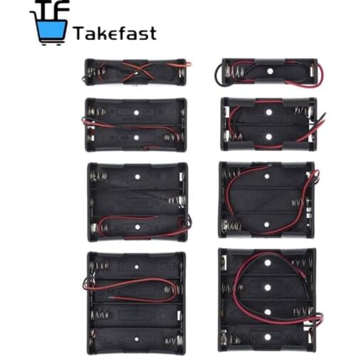 Plastic Standard Size AA/18650 Battery Holder Box Case Black With Wire Lead 3.7V/1.5V Clip