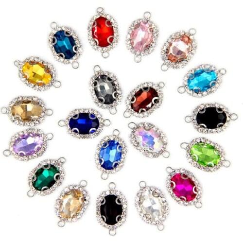 10pcs Silver Base Rhinestone Crystal Bracelet Earrings Connector End Clasp Charms Pendant For Necklace DIY Jewelry Making Z605