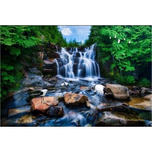 Custom mural 3d wallpaper Mountain waterfall water crane home decor painting 3d wall murals wallpaper for living room wall 3 d