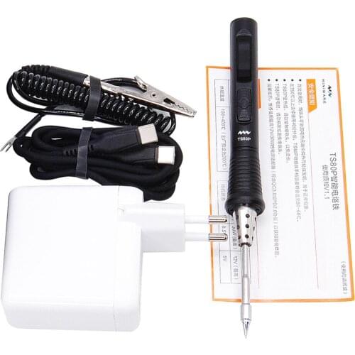 Mini TS80P Portable Electric Soldering Iron Adjustable Temperature Digital Solder Station B02 Tip PD2.0 QC3.0