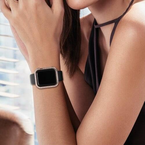 Dropship Big Diamond Bezel Apple Series 4 44mm Bezel for Apple Watch Stainless Steel bracelet for Apple watch Crystal Strap