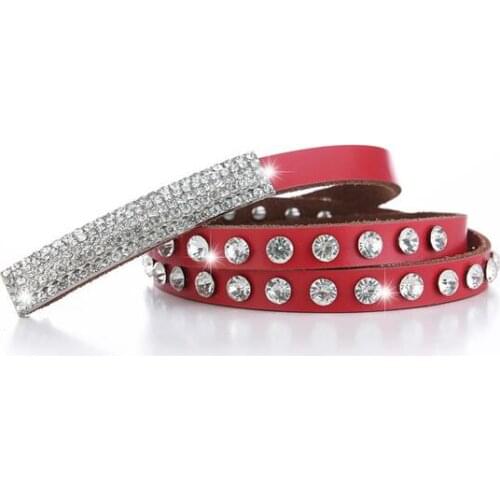 Narrow 1.3CM joker NEW cheap Fashion Leather Waist Jeans Ladies steel Pin buckle Women Belt Full diamond decoration long 105CM