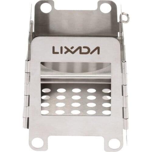Lixada Folding Wood Stove Portable Stainless Steel Lightweight Outdoor Camping Stove Pocket Backpacking Stove for Picnic Hiking