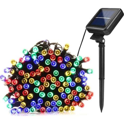 Solar Panel Charge LED String Outdoor Waterproof RGB Holiday light Night Sensor Garden Patio Lawn Yard Christmas Decoration lamp