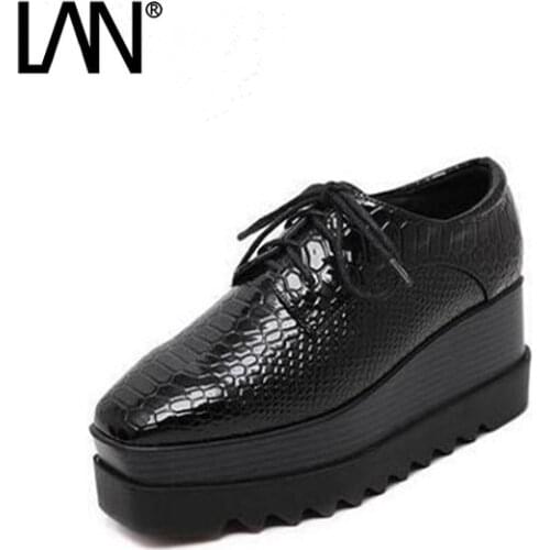 Oxfords Shoes For Women Goth Derby Black Loafers Platform Ladies Creepers Sapato Feminino