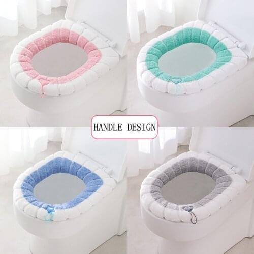 Comfortable Universal Toilet Seat Cover Warm Soft Reusable Flannel Toilet Mat Seat Case Toilet Lid Cover Bathroom Products