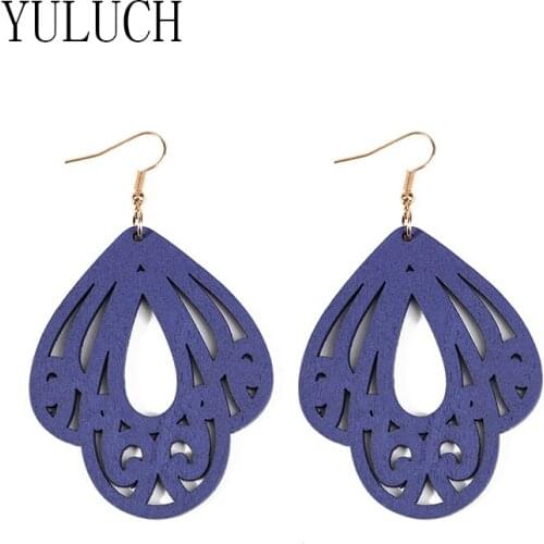 YULUCH retro woman earrings wood pendant accessories for girls summer vacation casual jewelry women woden fashion