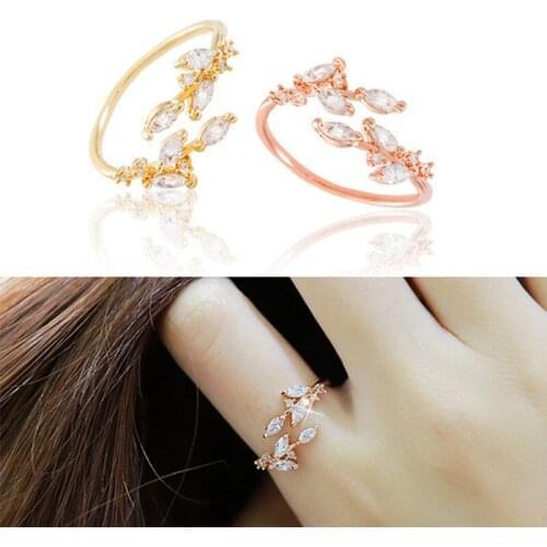 New Gold Color Tree Leaves Open Rings for Women Punk Jewelry Party Gift Ring Fine Jewelry A0455