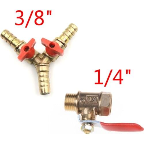 1/4" 12mm/3/8" 10mm Brass Y 3Way Shut Off Ball Valve Clamp Fitting Hose Barb Fuel Gas Water Oil For Garden Automotive Irrigation