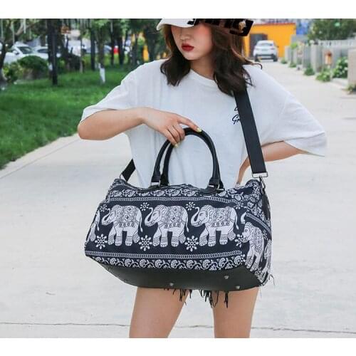 1 piece oxford Retro national wind girl elephant Bucket Travel Bags Large Handbags Shoulder Bag Men women Gym Duffle Bag