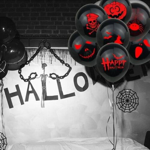 10PCS Halloween Black Orange Red Latex Balloon Pumpkin Ghost Handprint Witch Helium Balloons Halloween Party Decoration