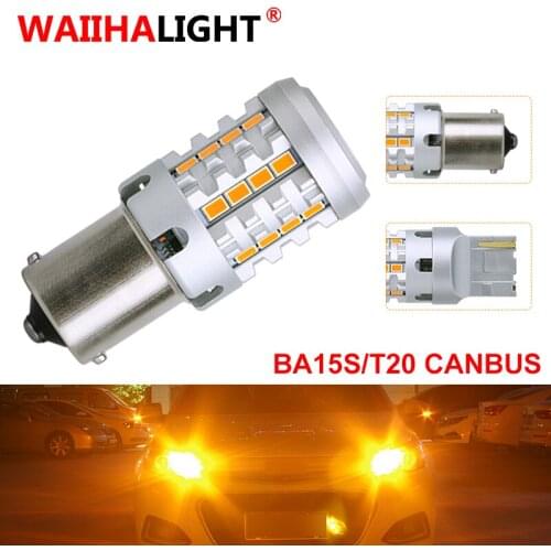 1x Car 7440 LED Light No Hyper Flash Yellow T20 W21W 1156 7507 BAU15S Canbus LED Bulbs Turn Signal Lights 26 SMD 3020 LED