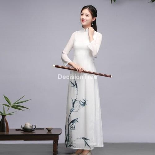2021 aodai cheongsam dress traditional oriental ao dai dresses lace dress for women vietnam qipao dress elegant party dress