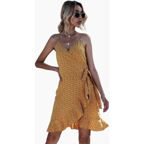 2021 Women Fashion Deep V Feminina Sleeveless Sweet French Beach Party Dresses Elegant Female Summer Strap Dress Casual Vestidos