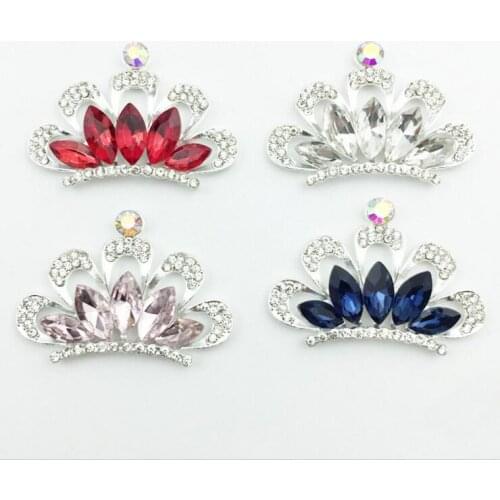 4pcs/lot 4colors option Tiara Brooch Decorative hair Crystal embellishment Wedding Bridal Shiny Rhinestone Crown diy accessories