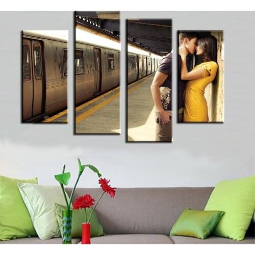 4PCS A strong lover at the station Wall painting print on canvas for home decor ideas paints on wall pictures art Noframed