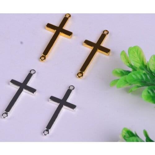 50pcs/lot 4colors Gold color Cross Charm Jewelry Connectors 13*29mm Fit Jewelry Bracelet Making