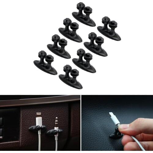 8Pcs/Set Self-adhesive Auto Charger Line Clasp Clamp Cable Organizer for Headphone USB Cable Tie Fixer Car Wire Holder