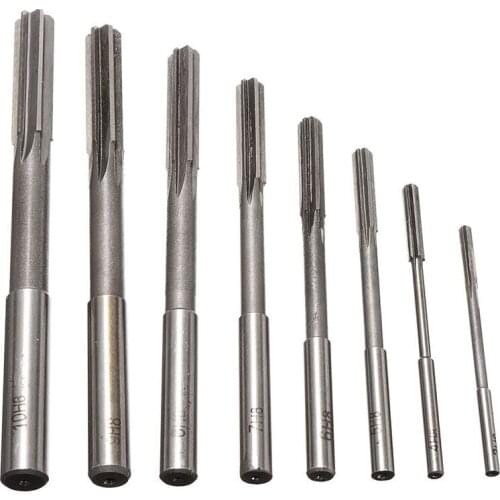 8pcs/set HSS H7 Machine Reamer Straight Shank Chucking Reamers Set Cutter Tool 3/4/5/6/7/8/9/10mm