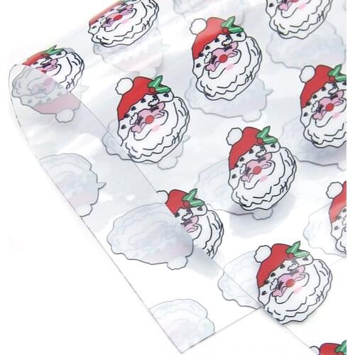 David accessories 20*33cm Christmas Transparent UV Printing Synthetic Leather DIY Bow Bag Material Faux Leather Fabric,1Yc8165