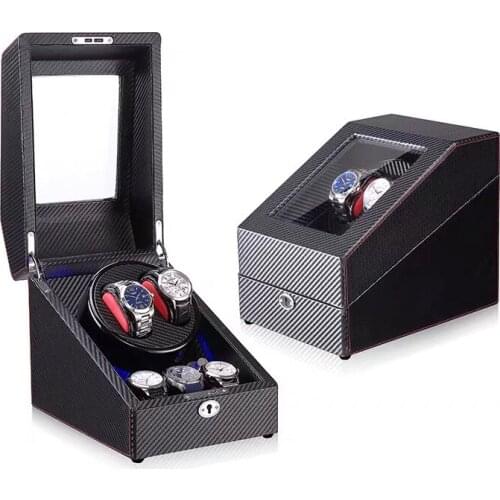 2+3 LED Carbon Watchwinder Fiber Automatic Watch Winder Rotator Holder Display Motor Shaker Box Mover Winding Remontoir Boxes