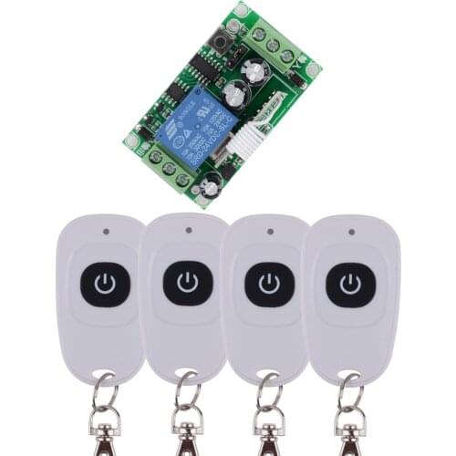 DC 24 V 1CH 10A Relay RF Wireless Remote Control Switch Wireless Light Switch Receiver With One Button WhiteTransmitter