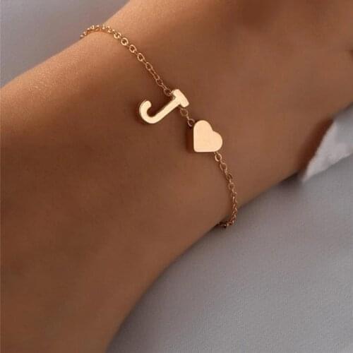 ZHOUQIAN New Punk 26 Alphabet With Heart Pendant Summer Beach Bracelet Accessories Best Gift For Women Wholesale B018